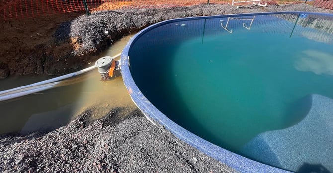 fiberglass pool installed in a high water table